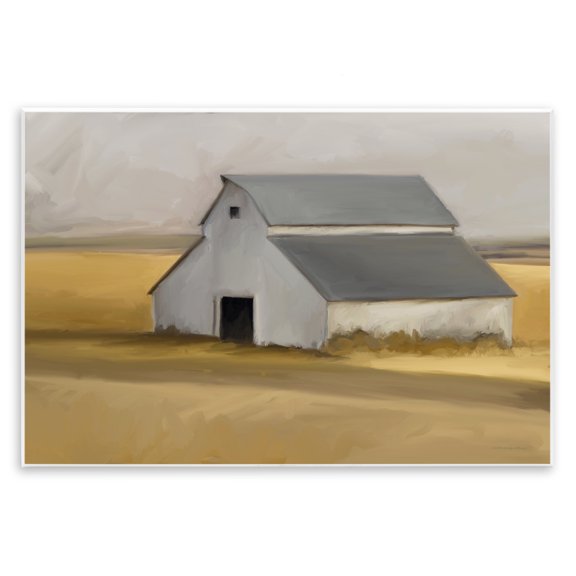 Stupell Industries Rustic Lodge Autumn Field Farmhouse Barn Landscape Cool Cloudy Sky Wall Plaque Art, 19 x 13, by Kamdon Kreations