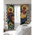 thumbnail image 4 of Vintage Sunflower Rooster Blackout Curtains for Bedroom Living Room Darkening Curtains 84 Inch Length 2 Panels Set Farmhouse Watercolor Plaid Window Curtain Window Treatment Grommet Drapes 42"x84", 4 of 9