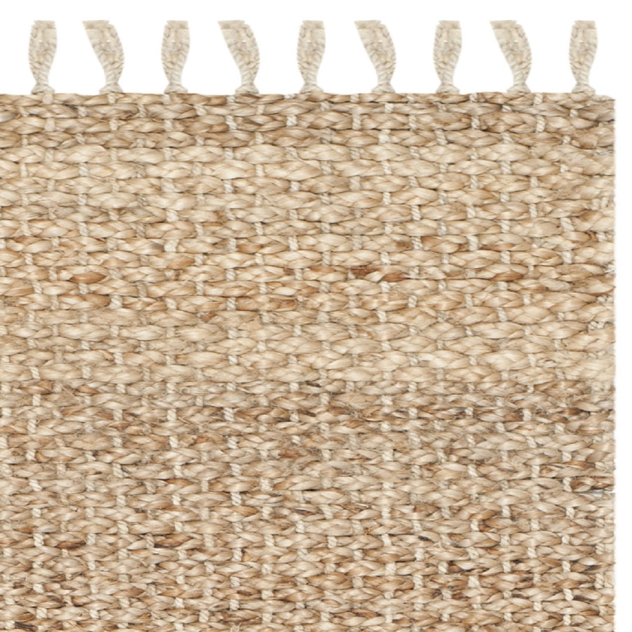 SAFAVIEH Natural Fiber Tangier Solid Braided Fringe Jute Area Rug, Natural, 6' x 9'