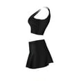 thumbnail image 4 of Lovelywholesale Sporty U Neck Flounce Design Black Two Piece Skirt Set, 4 of 4