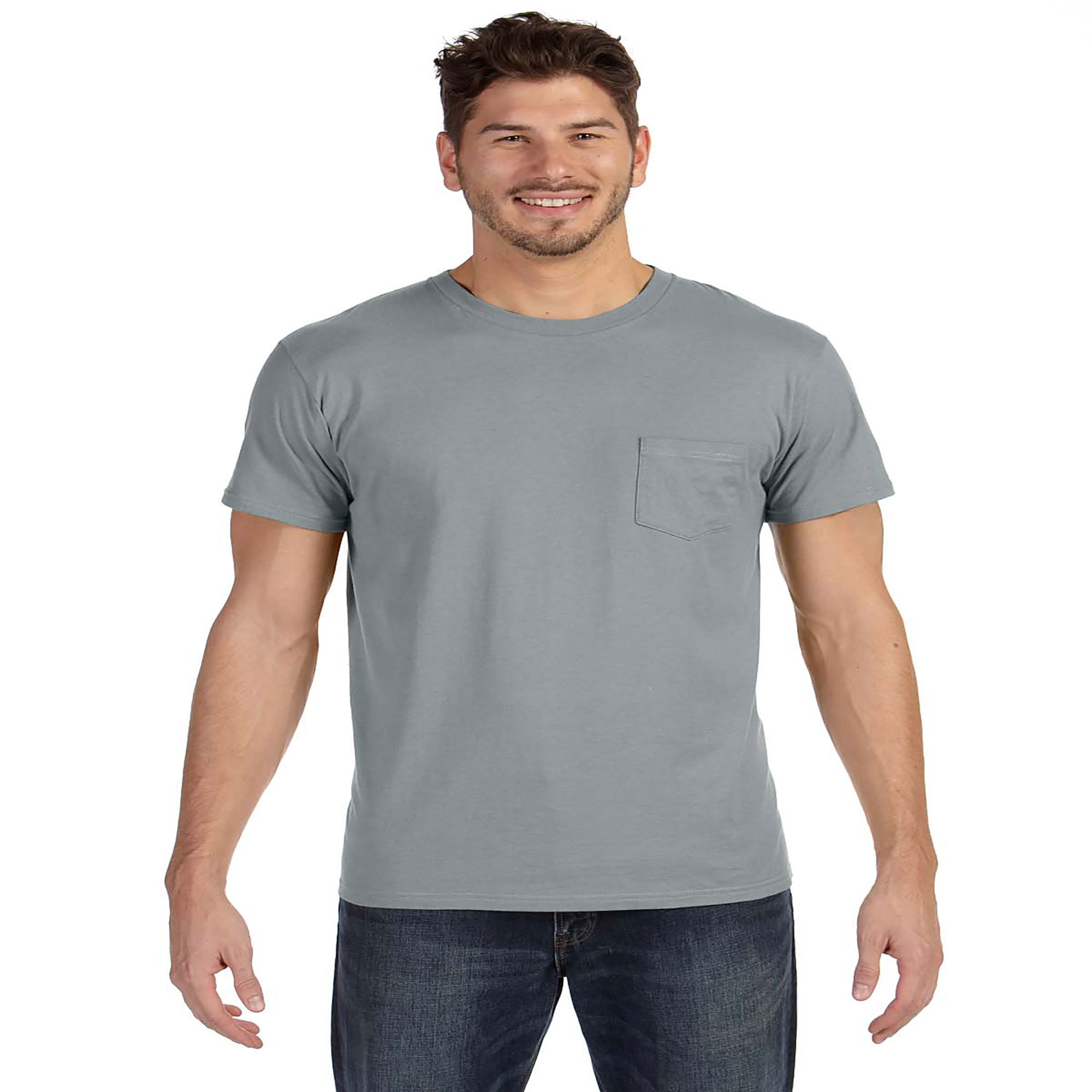 Hanes Men's Long Sleeves Ringspun Cotton Rib Collar T-Shirt, Style 498P ...