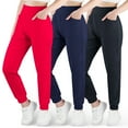 thumbnail image 1 of BIG ELEPHANT Pantalones Deportivos Ultra Suaves para Niñas, Pantalones Atléticos de Cintura Alta con Bolsillos, 3 Pzas (6-15 Años), 1 of 7