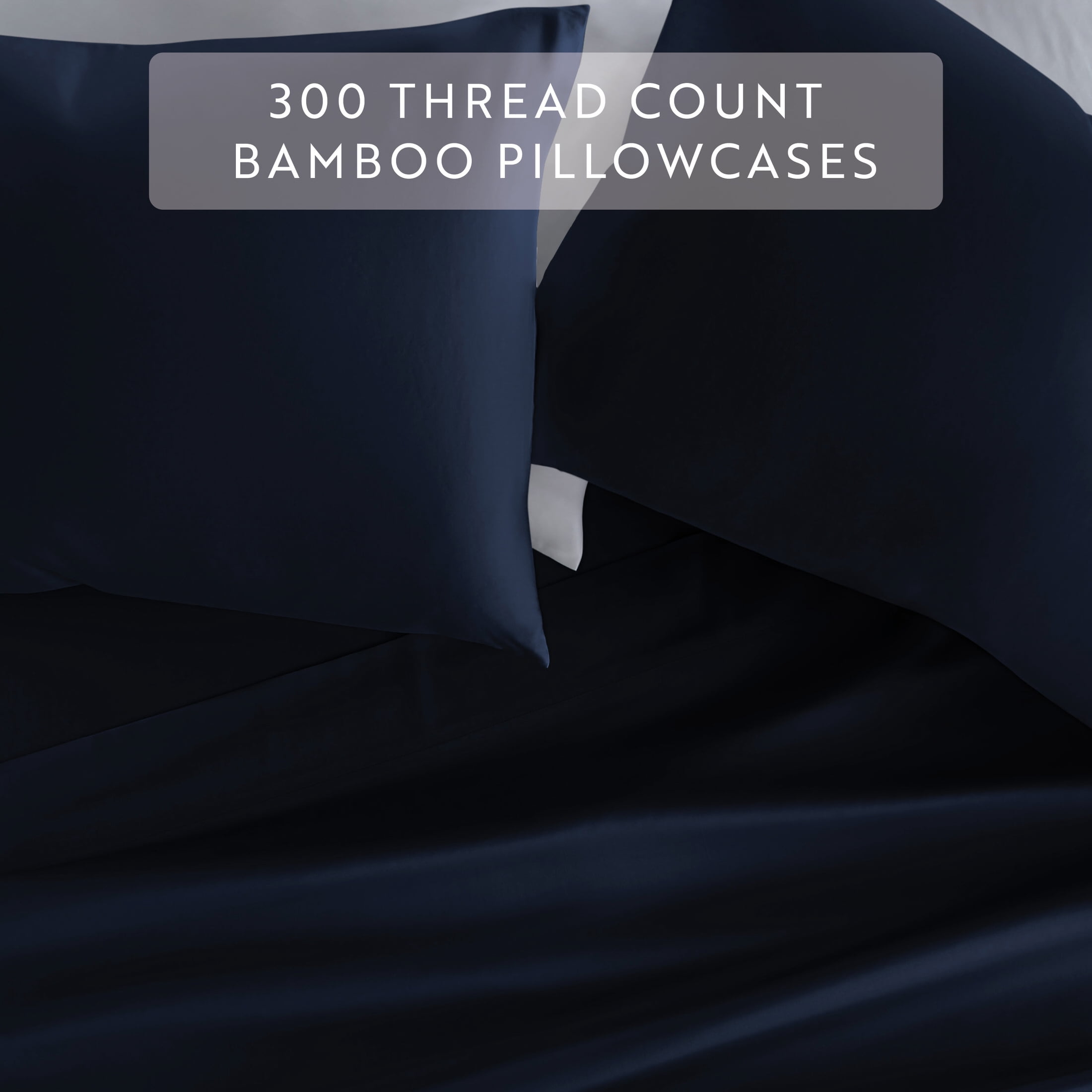 Noble Linens 2 Piece Rayon From Bamboo Pillowcase Set, Navy, Standard/Queen
