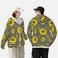 thumbnail image 3 of KLL Sunflowers On Black And White Stripes Print Men's Women’s UPF 50+ Sun Protection Outdoor Hoodie Jacket Long Sleeve Fishing Hiking Performance Shirt-3X-Large, 3 of 6