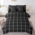 thumbnail image 1 of Black and White Lattice 7 Piece Comforter Set Queen Bed in a Bag,Farmhouse Geometric Grid Bedding Sets Buffalo Plaid Geometry Sheet Set with Comforter, 1 of 5