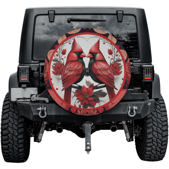 Lotusprinthandmade Valentine's Day Cardinal I Am Always With You Spare Tire Cover With Backup Camera Hole 6 Sizes (27 in.)