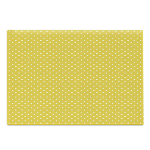 Vintage Yellow Cutting Board, Traditional Polka Dot Pattern Traditional European Spotty Retro Design, Decorative Tempered Glass Cutting and Serving Board, Large Size, Yellow and White, by Ambesonne