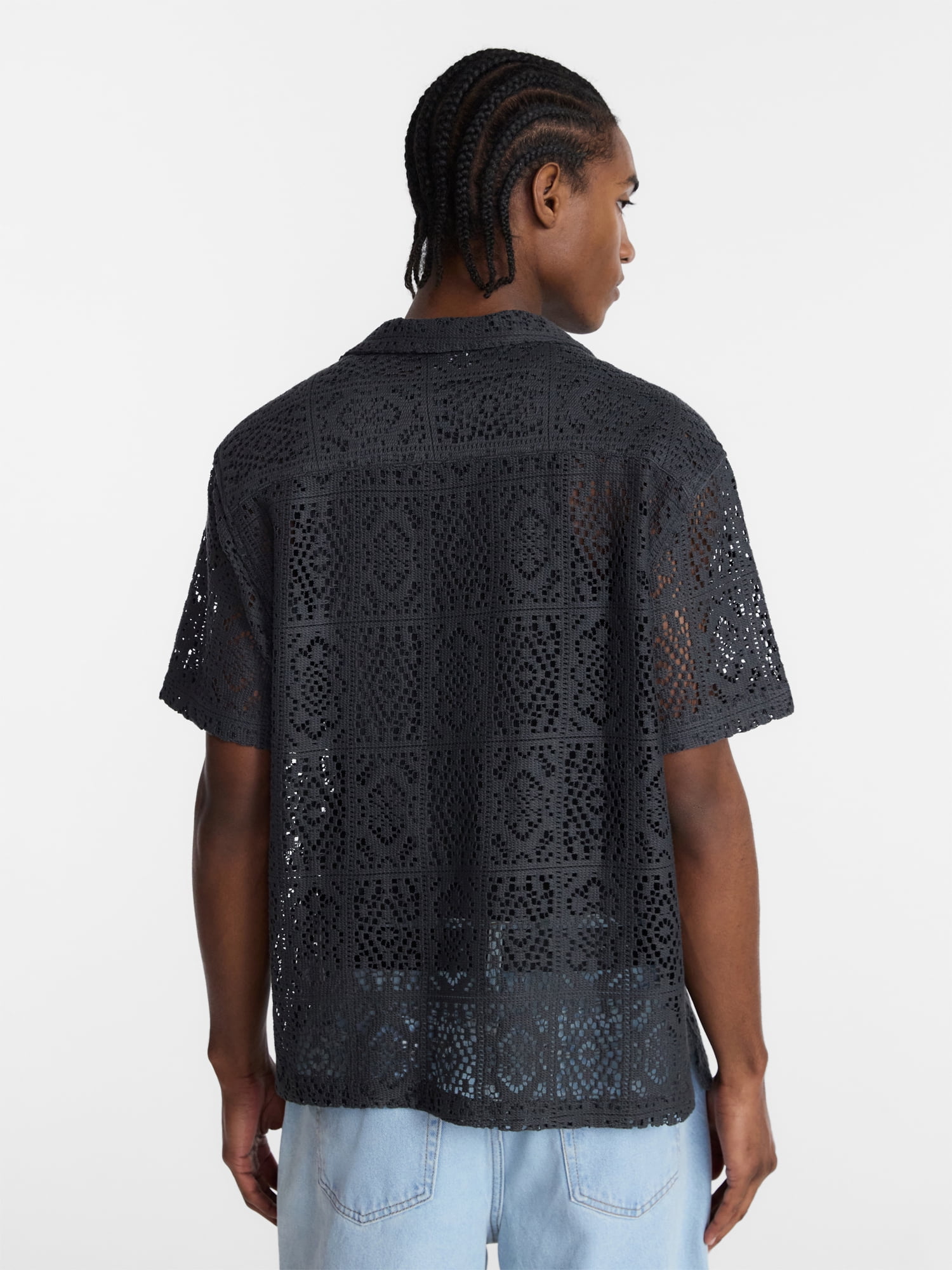 No Boundaries Crochet Shirt with Short Sleeves, Men's XS-4XLT