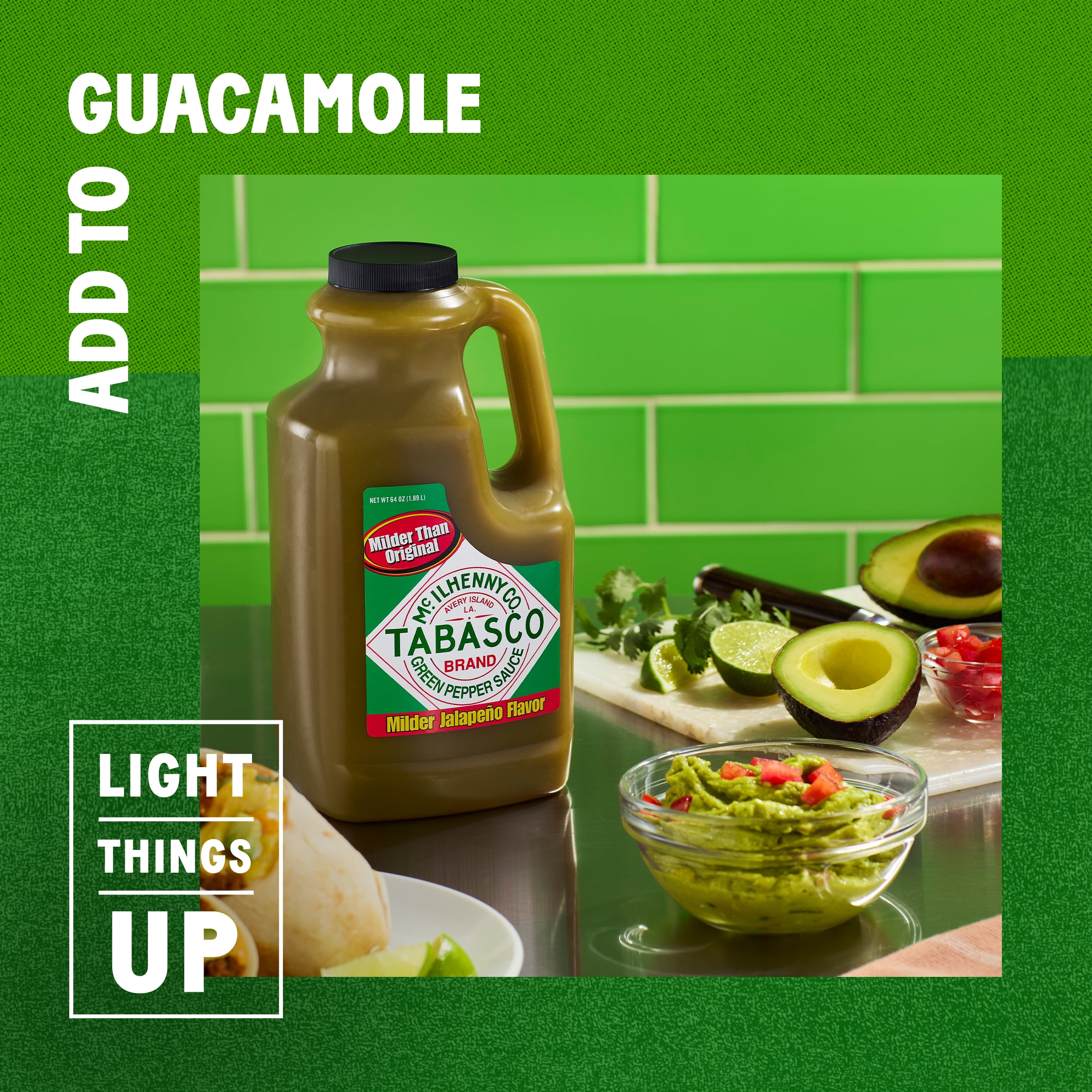 Tabasco Green Pepper Sauce, 32 oz Regular Quarter Gallon Jug, Gluten Free