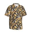 thumbnail image 3 of Xecao Sunflowers Bee print Hawaiian shirt - a stylish short-sleeve button-down for men, perfect for casual beach and tropical outings., 3 of 9