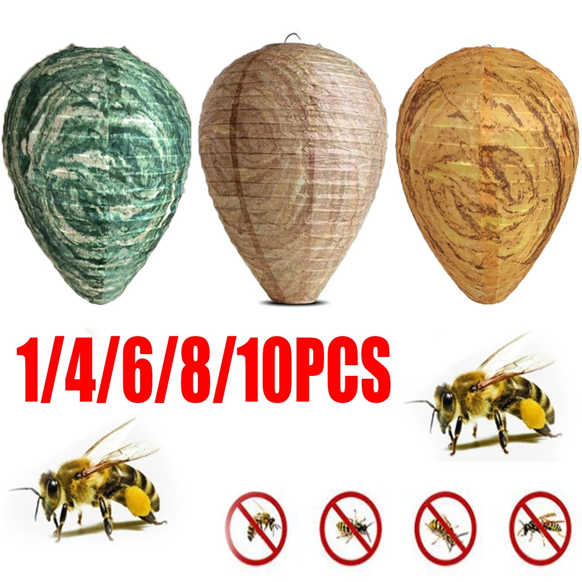 1PC Waterproof Fake Wasp Decoys Hanging Deterrents NonToxic