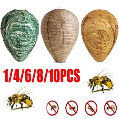 8PCS Waterproof Fake Wasp Decoys Hanging Hornet Deterrents Non-Toxic Wasp Nest Decoy for Home Garden Outdoor