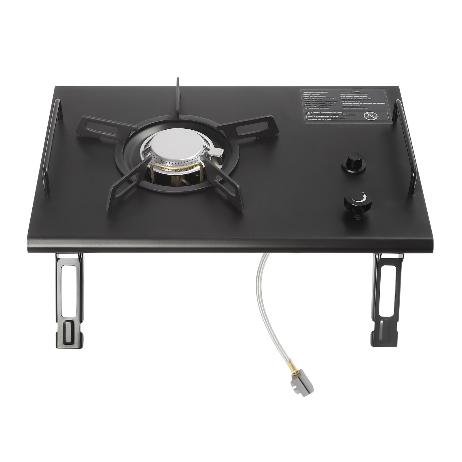 Portable Folding Outdoor Gas Stove, Camping Burner Cooker with Electronic Ignition, Outdoor Camping Cooking Stove for Camping, Hiking or Exploring (Black)