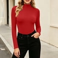 thumbnail image 5 of ClodeEU Women's Mock Turtleneck Long Sleeve Fitted Top, Basic Slim Fit Layering Blouse ,Women's S-XXL, 5 of 9