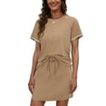thumbnail image 2 of RongHuan 2 Piece Skirt Set for Women Summer Short Sleeve Tshirt Matching Shorts Soldi Color Tennis Travel Tracksuit Set, 2 of 3