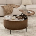 thumbnail image 6 of Yechen 31.5" Round Coffee Table with Storage,Fluted Lift Top Center Table, Midcentury Modern Flip-top Curved Table for Living Room,Walnut, 6 of 9