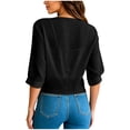 thumbnail image 3 of COMVALUE Women's 2026 Summer Lightweight Short Bolero Cardigan Shrug Sheer Tie Front Top 3/4 Sleeve Jacket for Dress Black XL, 3 of 7