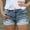 Light blue, variant on Idoravan Womens Shorts Jeans Clearance Women's Jeans Fashion Middle-waisted Straight Pocket Hole Short Pants