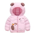 thumbnail image 2 of Spazoro Toddler Girls Puffer Jackets, Windproof Full-Zip Fleece Padded Bear Ear Hood Winter Coat for Kids Pink Size 6 T, 2 of 4
