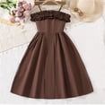 thumbnail image 2 of LIIPEE Girls Dresses Elegant Summer Solid Color Fashionable Suspender Dress High Waist Maxi Dress Kids Comfortable Breathable Soft Cute Daily Flowy Dresses,Coffee,11-12 Years, 2 of 6