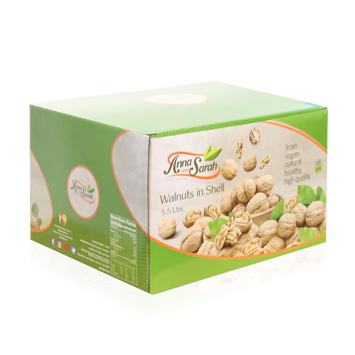 Anna and Sarah Walnuts in Shell, Jumbo, Fresh, Buttery Taste, Easy to Crack, California Chandler, Natural Shells, Not Bleached (5.5 Lbs)