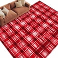 thumbnail image 6 of Red Plaid Area Rug 5x8 Washable Rug Non Slip Modern Art Checkered Farmhouse Large Area Rug Soft Stainresistant Indoor Floor Carpet for Living Room Bedroom Home Office Dining Room Nursery, 6 of 8