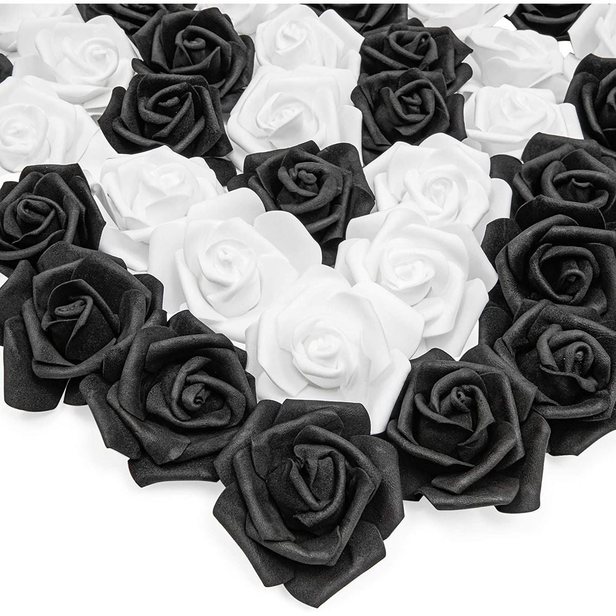 100 Fake Flowers Heads Foam Roses Bulk For Craft DIY Flower Balls Cake Topper 