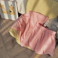 thumbnail image 4 of tarylea Summer Unisex Pajamas Sets for Toddler Baby Girls Boys Crew Neck Short Sleeve Tops Elastic Waist Wide Leg Shorts Solid Color Sleepwear Suits Casual Loose Toddler Sets for 1-10 Years, 4 of 4