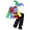 Colorful, variant on Linjinx Kids Circus Clown Outfits Color Block Patchwork Clown Dress with Hat Waistband Pants Set Colorful 7-10Y
