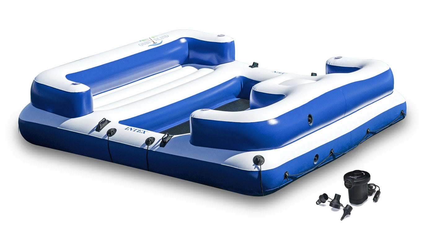 Intex Oasis Island Inflatable Seated Floating Water Lounge Raft w DC Air Pump by Intex