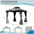 thumbnail image 2 of Domi Outdoor Living 10’ x 10’ Hardtop Gazebo Aluminum Frame Canopy with Netting & Curtains, Outdoor Permanent Metal Pavilion with Galvanized Steel Double Roof for Patio Lawn and Garden, Gray, 2 of 8