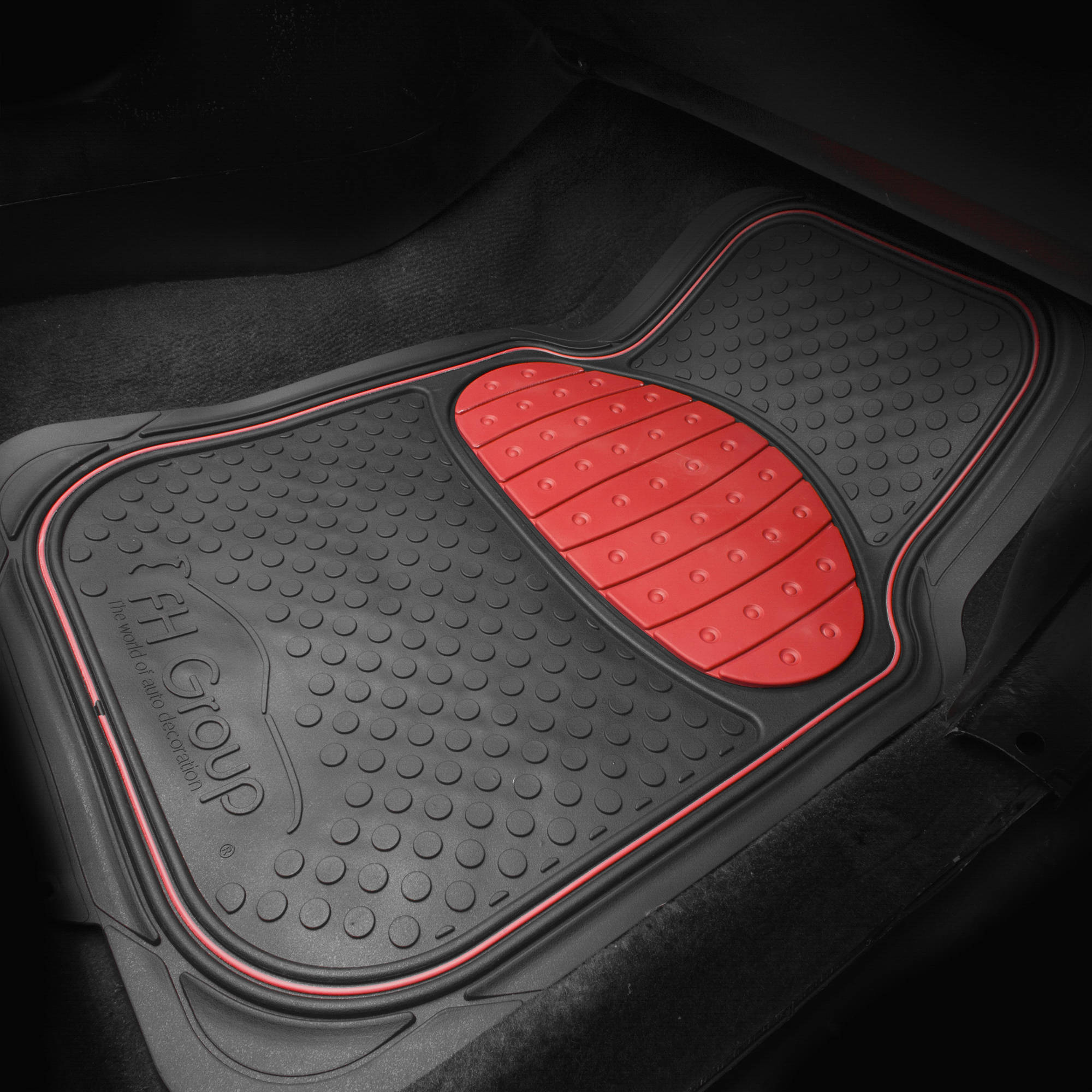 FH Group Universal Rubber Floor Mats, Red, 3-Piece photo 3