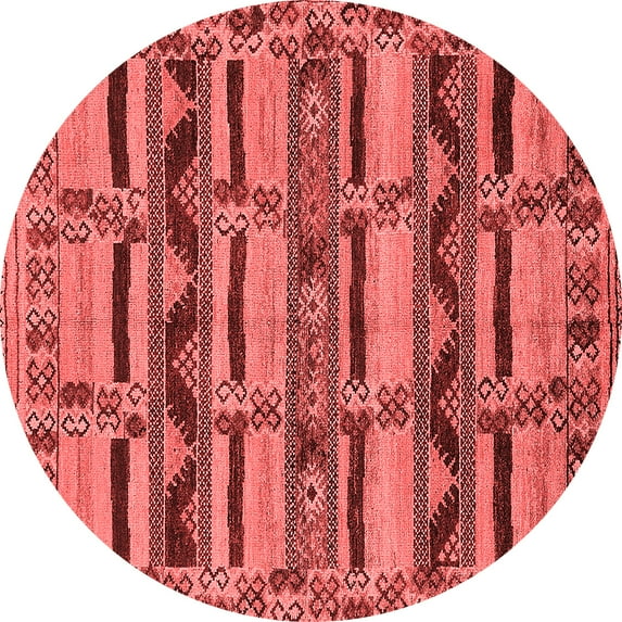 Ahgly Company Indoor Round Oriental Red Industrial Area Rugs, 4' Round