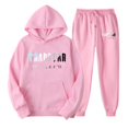 thumbnail image 1 of Chándal deportivo con capucha para mujer, ropa unisex de dos piezas para correr, jersey de manga larga, sudadera con capucha + conjunto de pantalones de chándal Rosa L, 1 of 2