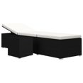 thumbnail image 1 of vidaXL Chaise Longue avec Coussin et Table Basse en Rotin Poly Crème Blanc, 1 of 5