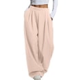 thumbnail image 2 of Delayuji Women's Baggy Jogging Bottoms Wide Leg Pants High Waist Elastic Casual Suit Chic Loose Fit Outdoor Straight Trousers With Pockets, 2 of 7
