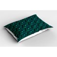 thumbnail image 2 of Ambesonne Tropical Pillow Sham 2 Pack, Leaves Hibiscus Plumeria, 36"x20", Indigo Jade Green, 2 of 3