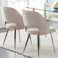 thumbnail image 2 of Set of 2 Dining Chairs, Velvet Upholstered Accent Chairs with Metal Legs and Curved Backrest, Leisure Chairs Side Chairs with Padded Cushion for Living Room Dining Room Kitchen Office, Light Gray, 2 of 7