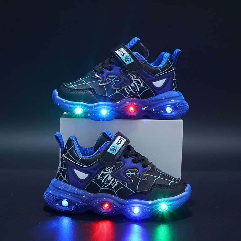 New Kids LED Luminous Sports Shoes, Superhero Spider-Man Light Up