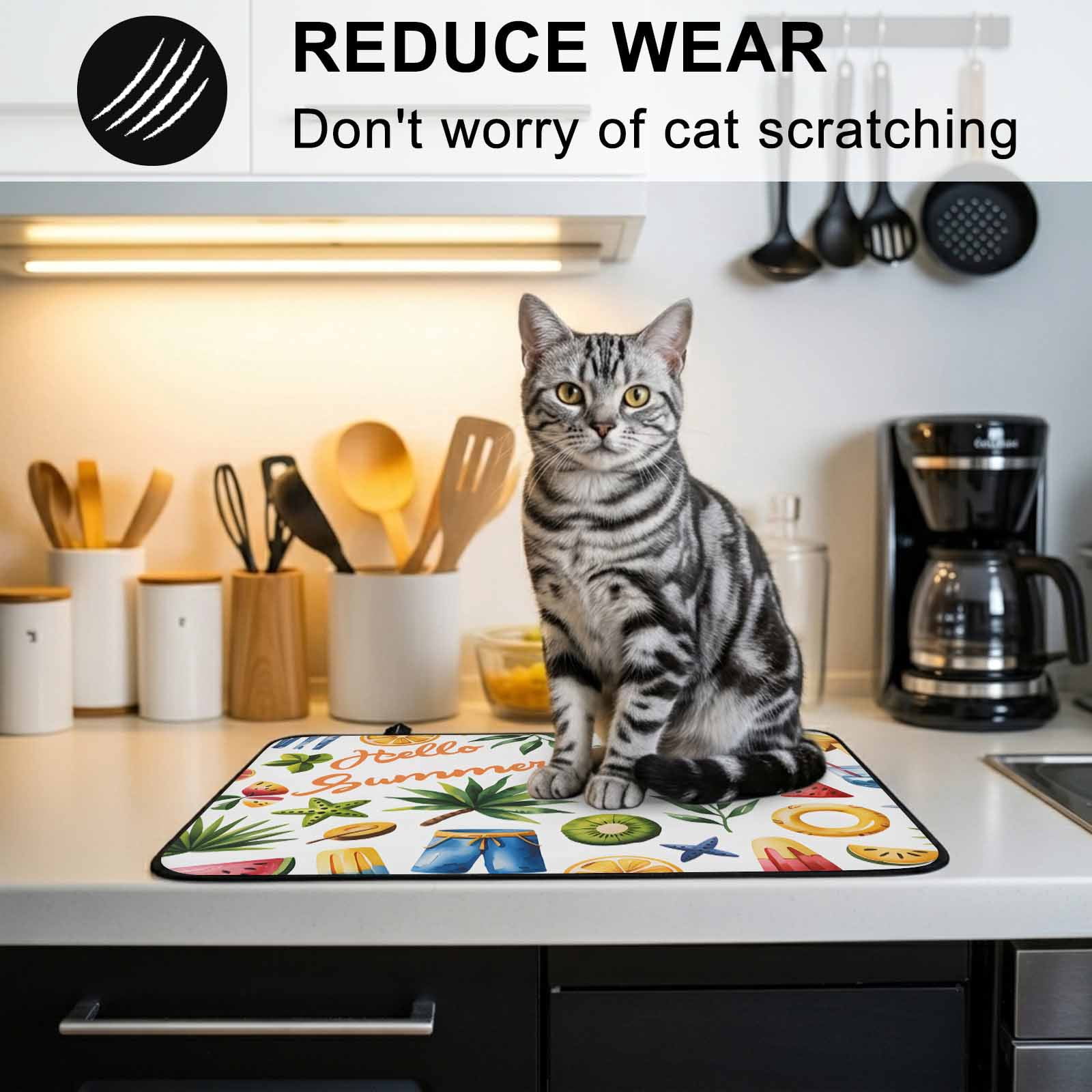 Summer Beach Stove Top Cover for Electric Stove, Heat-proof & Non Slip Glass Top Stove Cover Protector, Tropical Coconut Watermelon Lemon Flamingo Kitchen Flat Cooktop Rubber Mat 24x21 Inches