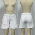 thumbnail image 4 of Jean Shorts for Teens Women's White Denim Shorts Mid Waisted Comfortable Stretchy Casual Summer Jean Shorts with Pockets White L, 4 of 6