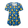 thumbnail image 7 of GEWSEY Scrubs for Women Tops Easter Print Shirt V Neck Cartoon Pattern Short Sleeve Nursing Uniform with Pockets (Light Blue, S), 7 of 7
