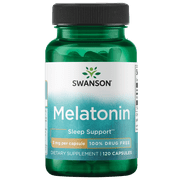 Swanson Melatonin - Herbal Supplement - Sleep and Relaxation - (120 Capsules, 3mg Each)