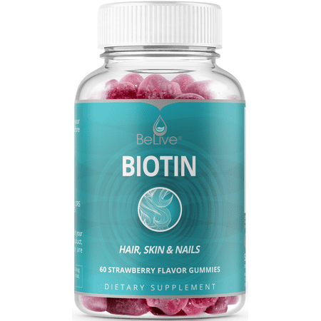 BeLive Biotin Gummies for Hair Growth - Max Strength 10,000mcg for Women & Men, 60