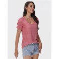 thumbnail image 2 of Tops for Women Summer Casual Ruffle Trim Sleeve Square Neck T Shirts, 2 of 6