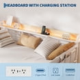 thumbnail image 5 of Daybed with Trundle Bed, Twin Bed Frame with Storage Headboard & Charging Station and LED Light, Heavy Duty Metal Day Bed Pop Up Trundle Bed for Living Room,Bedroom, White, 5 of 8