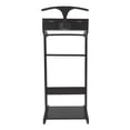 thumbnail image 2 of Black Valet Stand for Men and Women, Wood Suit Rack, Freestanding Coat Stand, Valet Stand Clothing Rack Organizer, Contour Hanger, Trouser Bar, Tie & Belt Hooks for Entryway, Bedroom, Office, 2 of 17