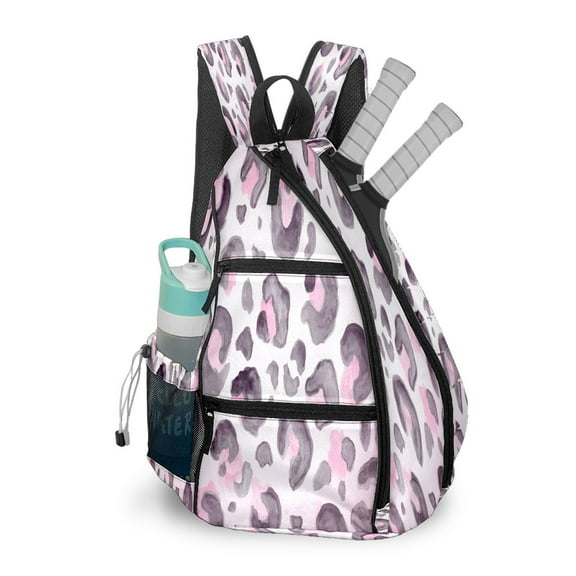 Pickleball Bags for Men Women Pickleball Backpack with Large Capacity Lightweight Adjustable Pickleball Sling Bag Hold Paddles, Balls, Accessories Abstract Cheetah Leopard Print