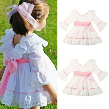 

Toddler Kid Baby Girl Clothes Long Sleeve Lace Wedding Party Princess Tutu Dress