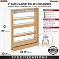 thumbnail image 5 of Rev-A-Shelf 432-BFSC-3C 3" Cabinet Base Filler Soft Close Organizer, Maple, 5 of 8